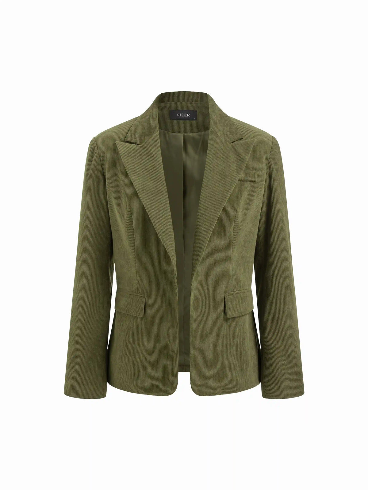 Corduroy Notched Collar Long Sleeve Blazer