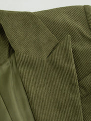 Corduroy Notched Collar Long Sleeve Blazer