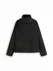 Wool-look Funnel Neck Long Sleeve Oversized Jacket