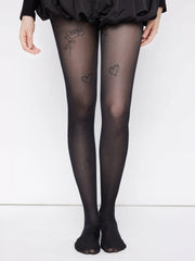 HEART & ROSE PATTERN TIGHTS