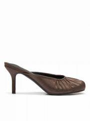ROUND TOE PLEATED KITTEN HEELS