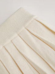 Knit Striped Mid Rise Elastic Waist Pleated Mini Skirt
