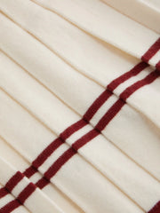 Knit Striped Mid Rise Elastic Waist Pleated Mini Skirt