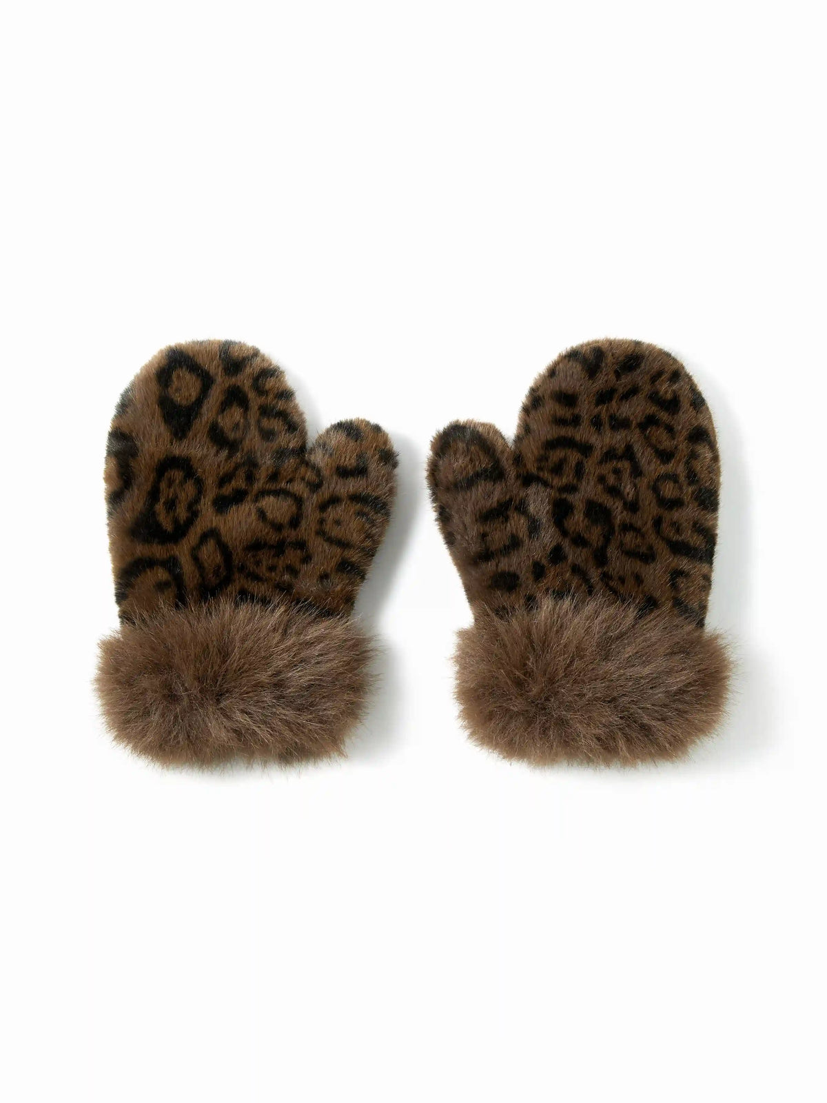 LEOPARD PRINT FUZZY GLOVES