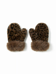 LEOPARD PRINT FUZZY GLOVES