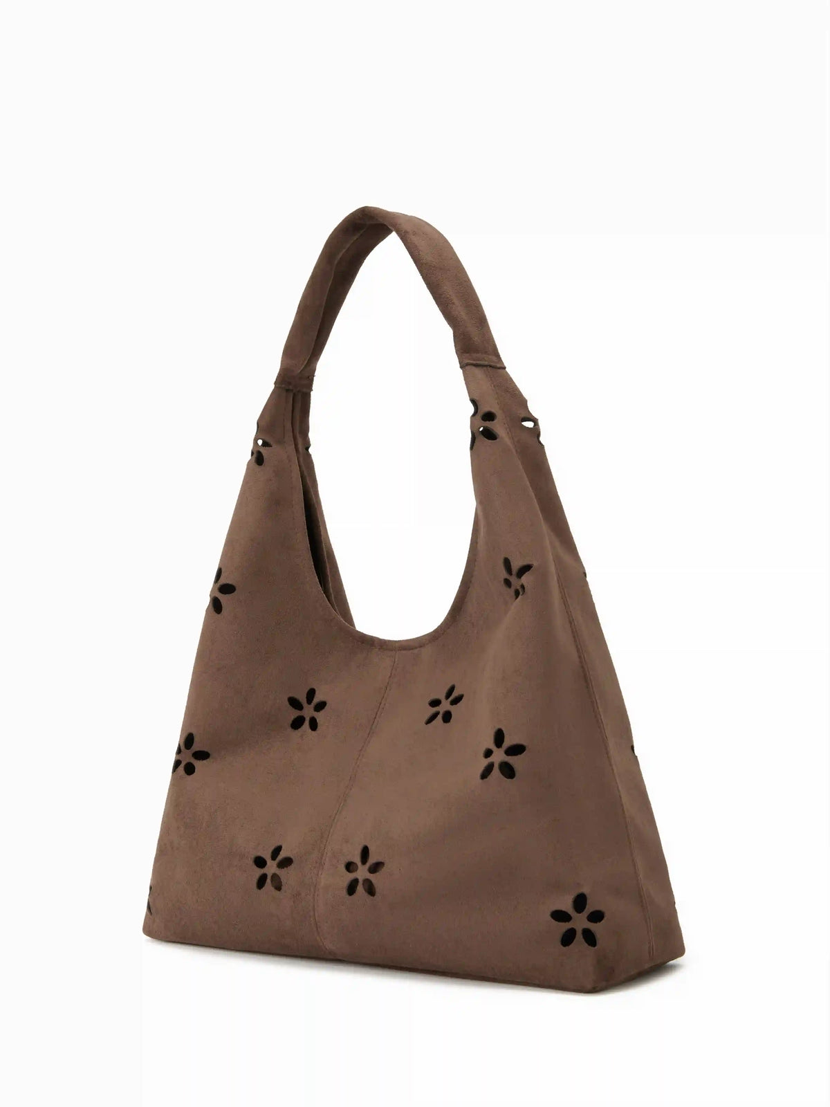 FAUX SUEDE CUT OUT DESIGN TOTE BAG WITH A POUCH
