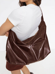 RECTANGULAR FAUX LEATHER TOTE BAG