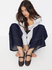 BOWKNOT PLEATED STRAP MARY JANE SHOES