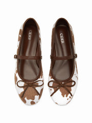COWHIDE PRINT BOWKNOT DECOR MARY JANES