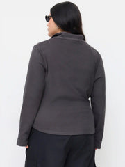 Stand Collar Zip Through Jacket Curve & Plus