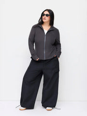 Stand Collar Zip Through Jacket Curve & Plus