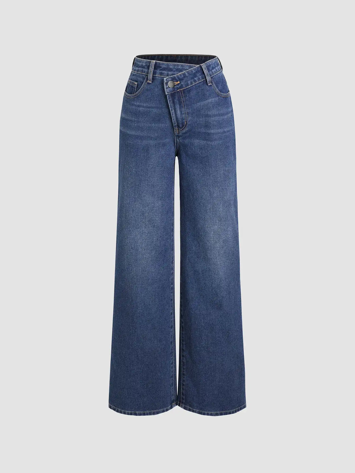 Denim High Waist Pocket Straight Leg Jeans