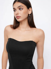 Bandeau Curve Hem Zip Through Tummy Control Corset Shapewear