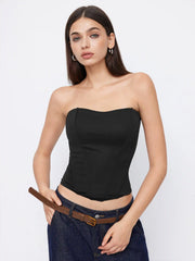 Bandeau Curve Hem Zip Through Tummy Control Corset Shapewear