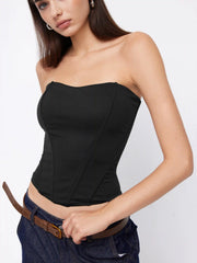 Bandeau Curve Hem Zip Through Tummy Control Corset Shapewear