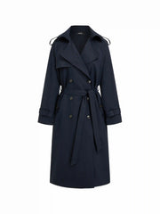 Collar Long Sleeve Double Breasted Trench Coat With Belt