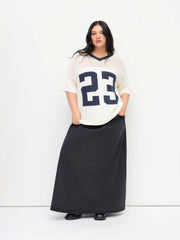 Knit V-neck 23 Hollow Out Short Sleeve Oversized Top Curve & Plus