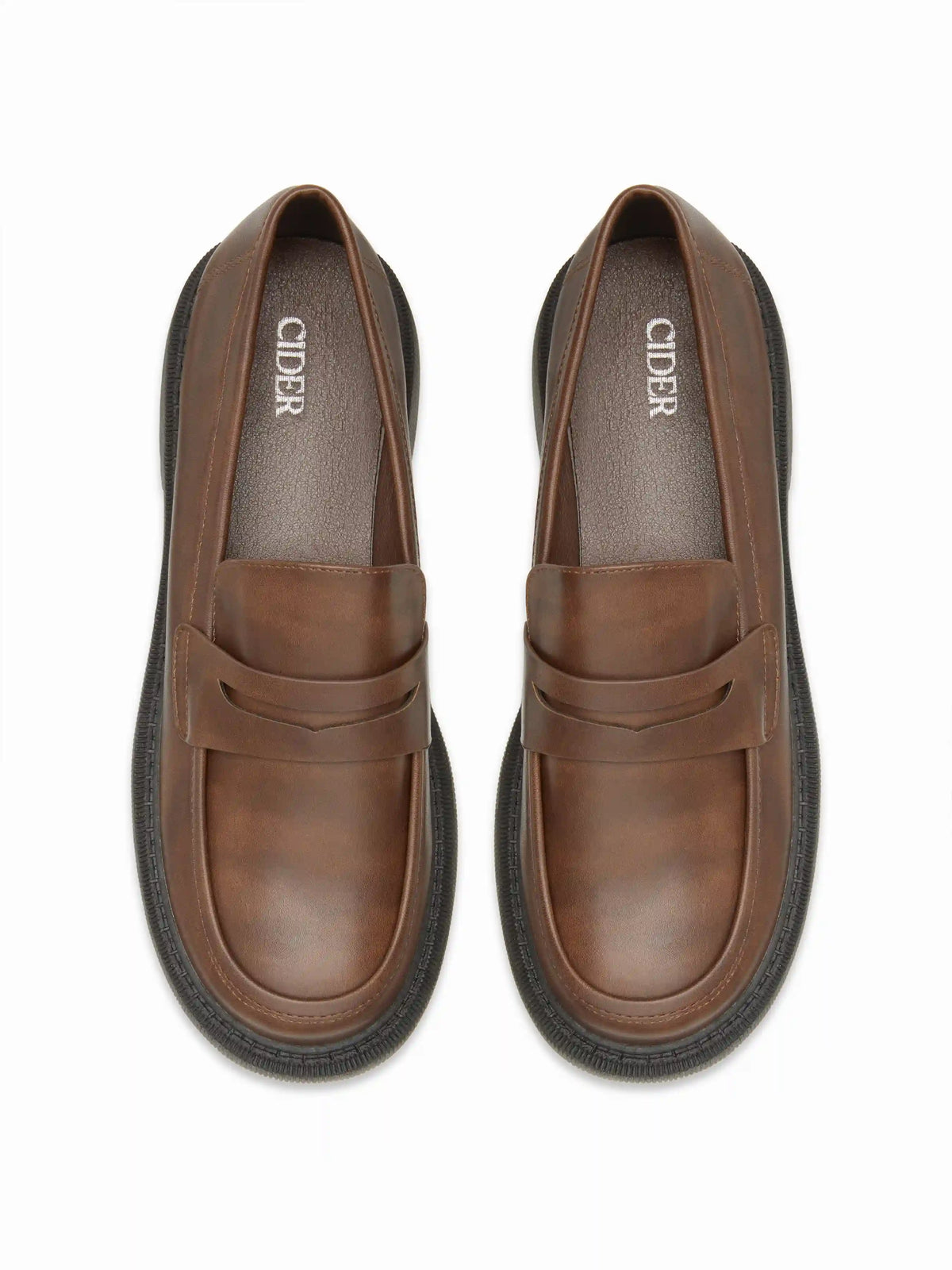 ROUND TOE CHUNKY HEELED LOAFERS