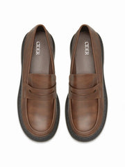 ROUND TOE CHUNKY HEELED LOAFERS