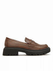 ROUND TOE CHUNKY HEELED LOAFERS