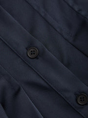 Satin Collar Ruffled Cinched Waist Lantern Sleeve Shirt