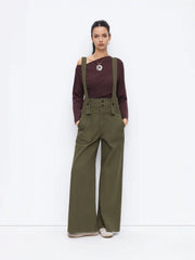 Denim Button Oversized Wide Leg Overall