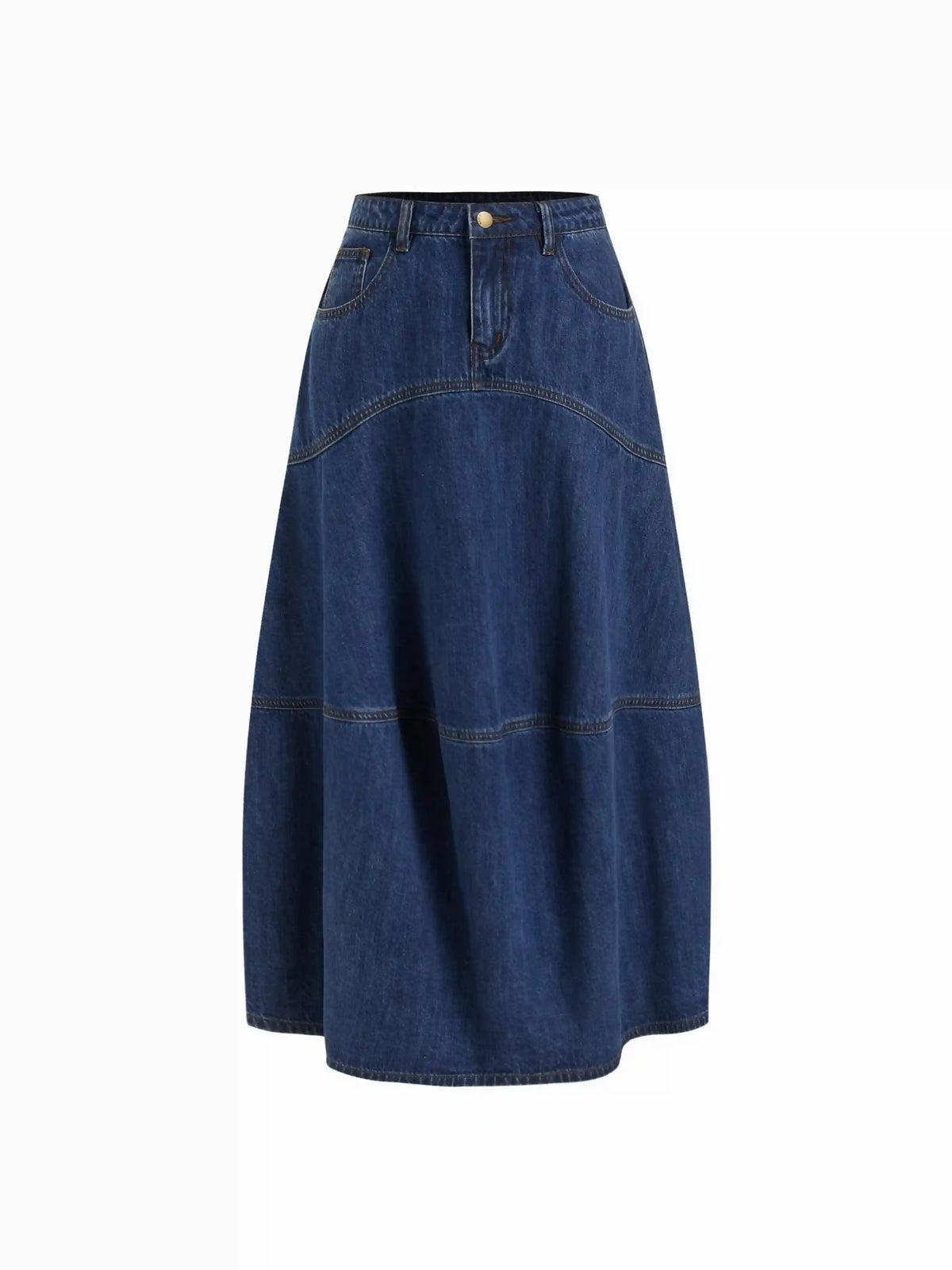 Cider Denim Low Rise Button Maxi Skirt