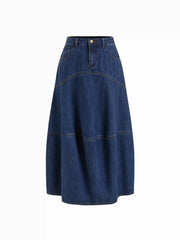 Cider Denim Low Rise Button Maxi Skirt