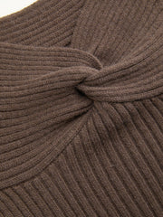 Knit V-neck Long Sleeve Twist Top