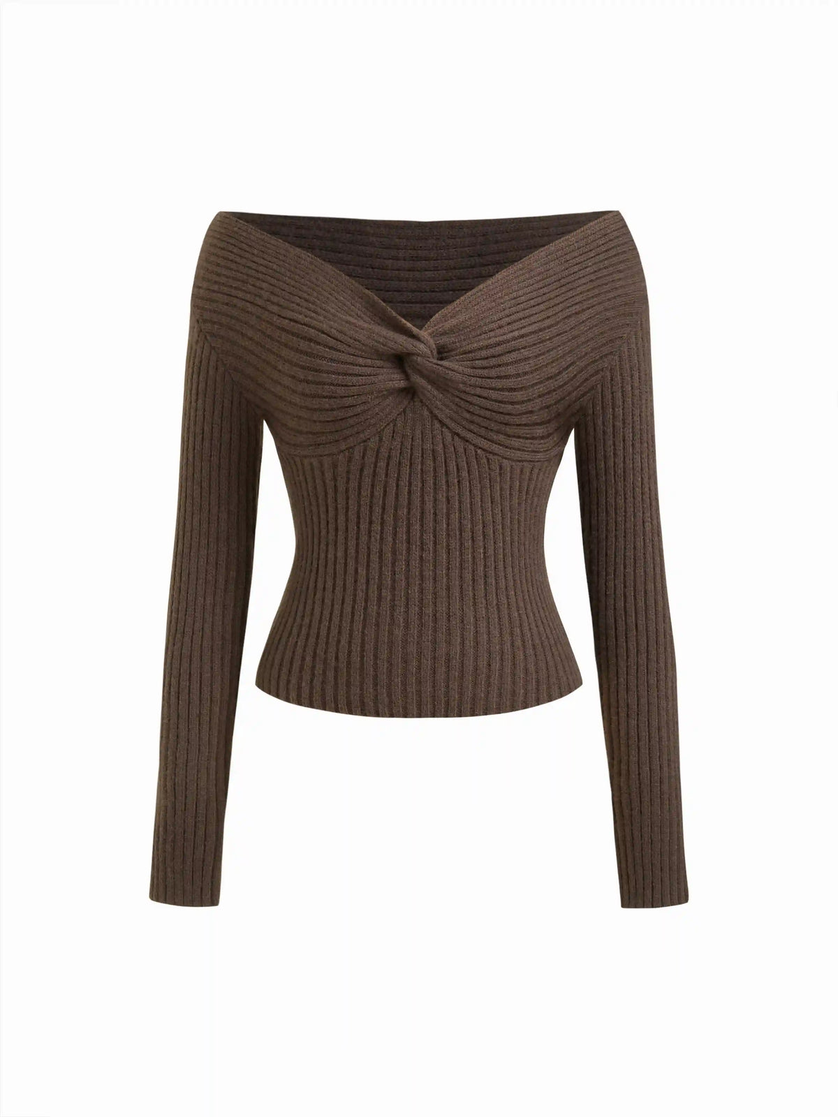 Knit V-neck Long Sleeve Twist Top