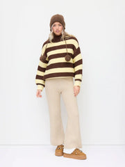 Knit Round Neck Striped Chunky Oversized Sweater