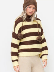 Knit Round Neck Striped Chunky Oversized Sweater