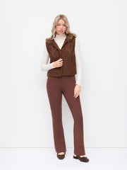 Knit Hooded Cable Knit Faux Fur Button Sweater Vest