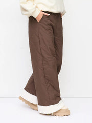 Fleece High Rise Quilted Wide Leg Trousers