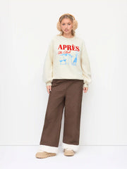 Fleece High Rise Quilted Wide Leg Trousers