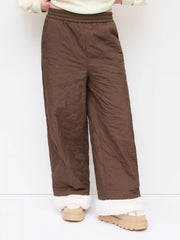 Fleece High Rise Quilted Wide Leg Trousers