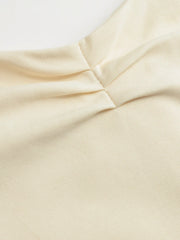 Cotton-Blend Halter Neckline Ruched Knotted Crop Tee