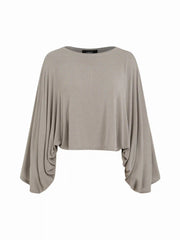 Jersey Round Neck Batwing Sleeve Oversized Tee