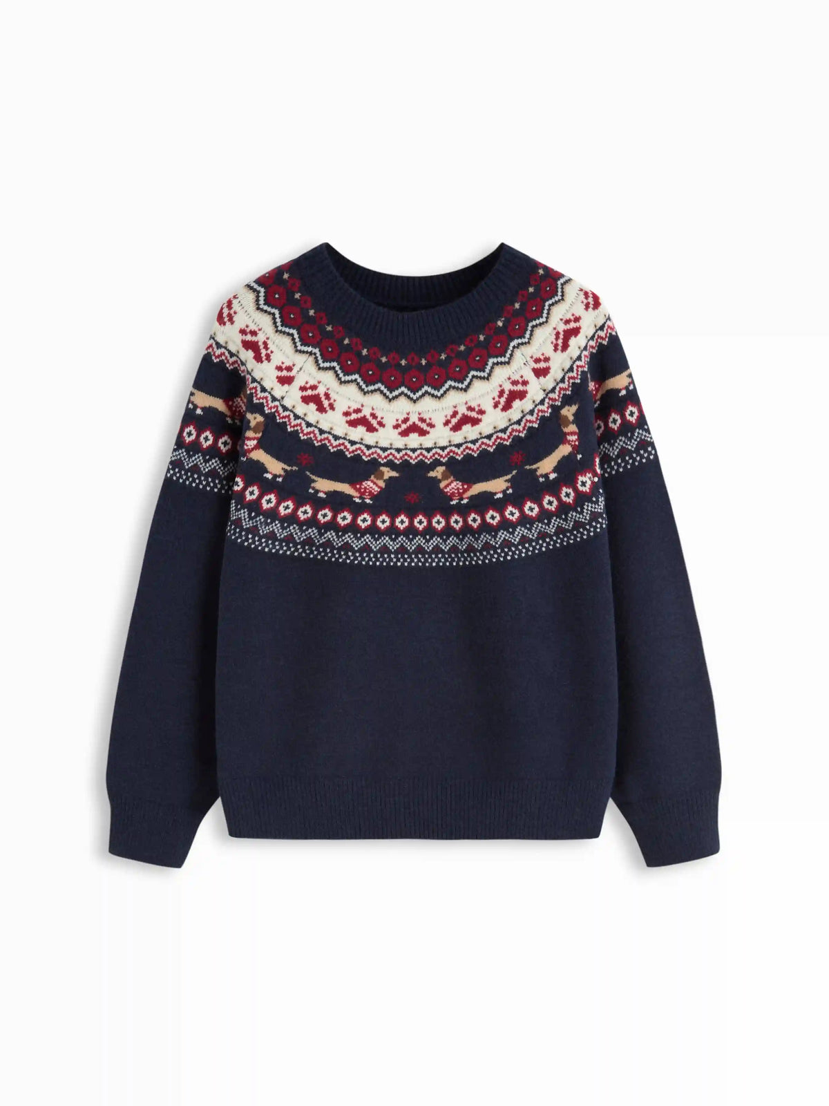 Dachshund Detail Round Neckline Sweater Curve & Plus