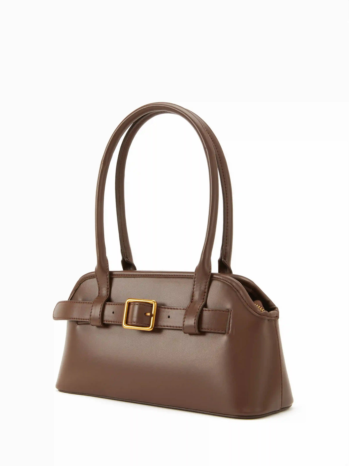 FAUX LEATHER BUCKLE SHOULDER BAG