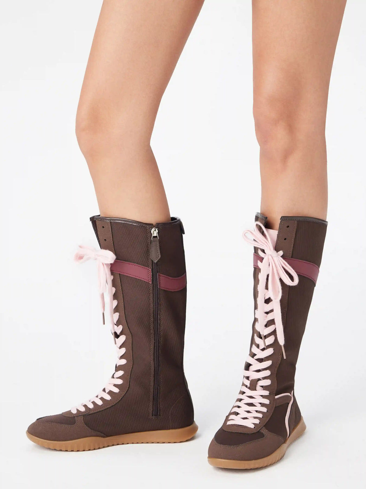 TWO-TONE LACE-UP BOXING BOOTS