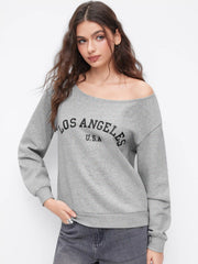 Los Angeles Terry Asymmetrical Neck Oversized Sweatshirt