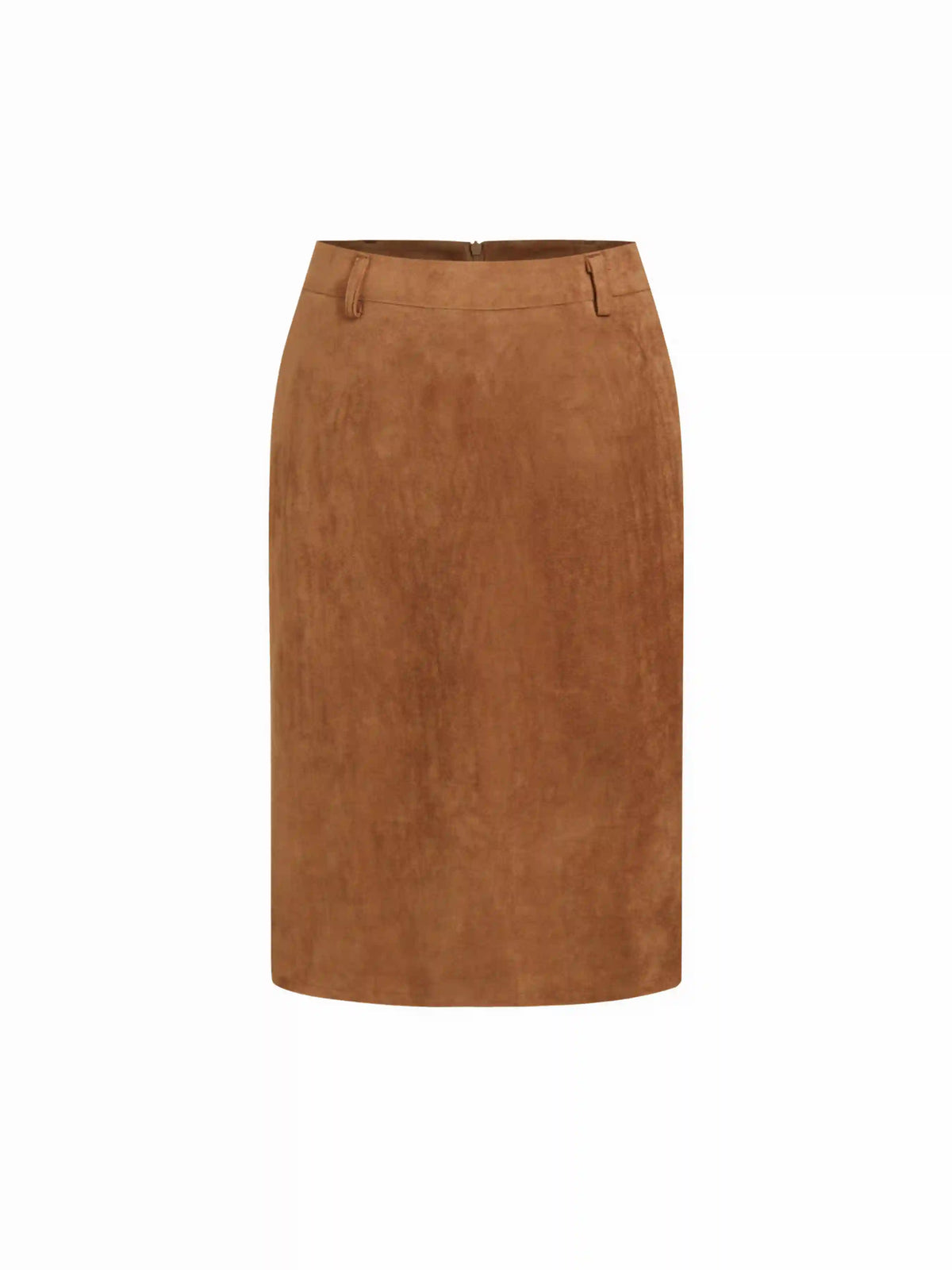 Suede Mid Rise Midi Pencil Skirt