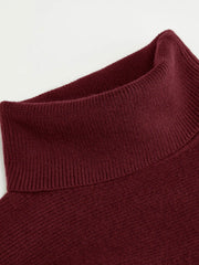 Knit Turtleneck Long Sleeve Button Side Ruched Cinched Waist Top
