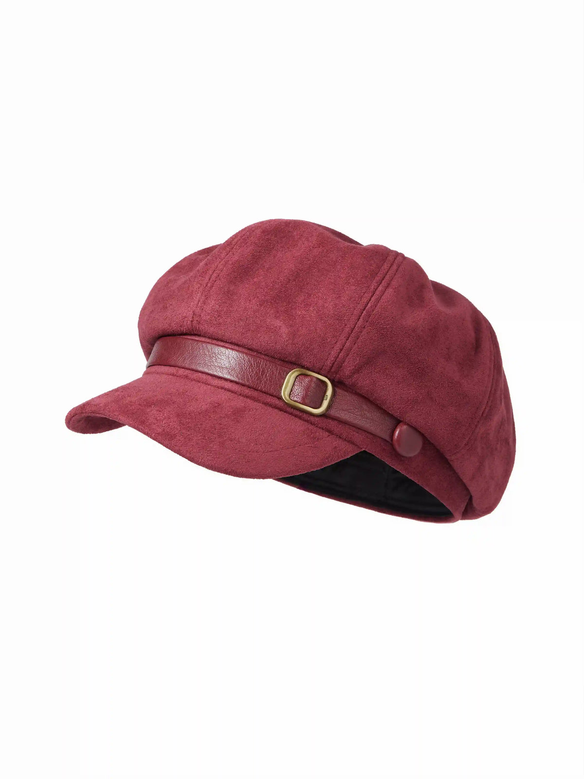 FAUX SUEDE BUCKLE BERET HAT