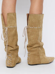 FAUX SUEDE KNEE HIGH BOOTS