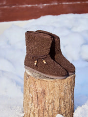 ROUND-TOE FUZZY ANKLE BOOTS