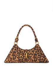 FAUX SUEDE LEOPARD PRINT SHOULDER BAG