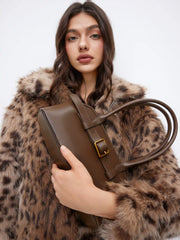 FAUX LEATHER BUCKLE SHOULDER BAG