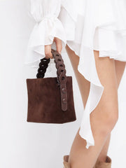FAUX SUEDE WOVEN CROSSCBODY BAG